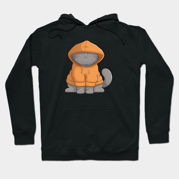 Funny Grey Cat Hoodie by Meowrye